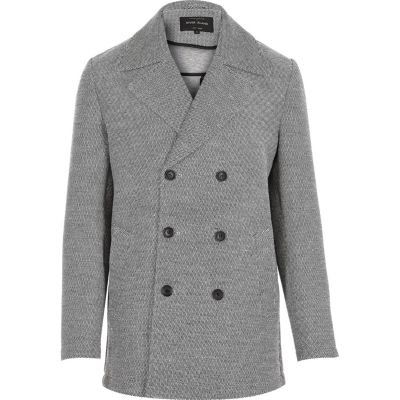Grey smart double breasted pea coat